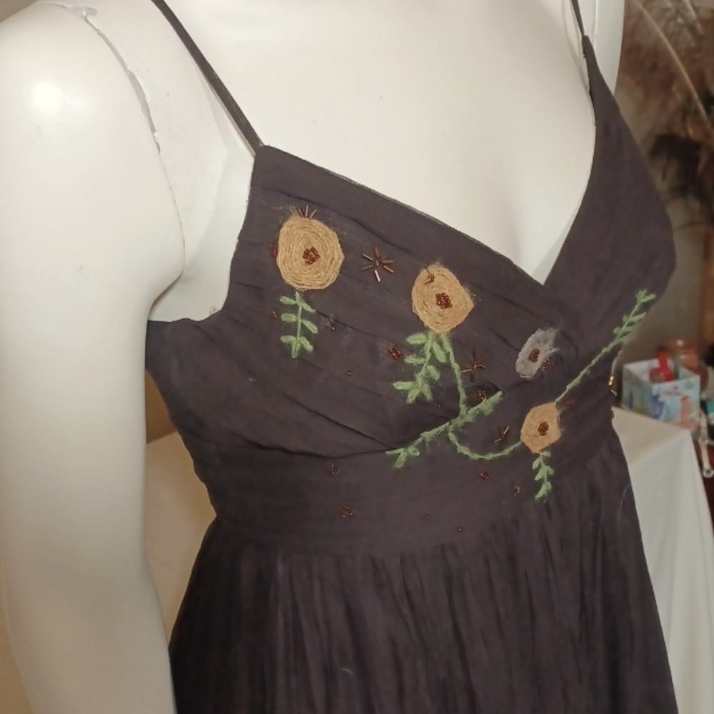Sz 4 TO THE MAX Brown Silk Cami Dress